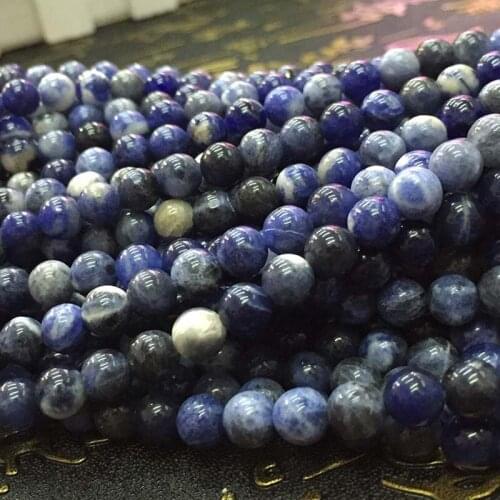 White Dot Blue-vein Sodalite Natural Stone Beads for Jewelry Making Diy Material For Bracelet 4mm 6mm 8mm 10mm 12mm Full Strand