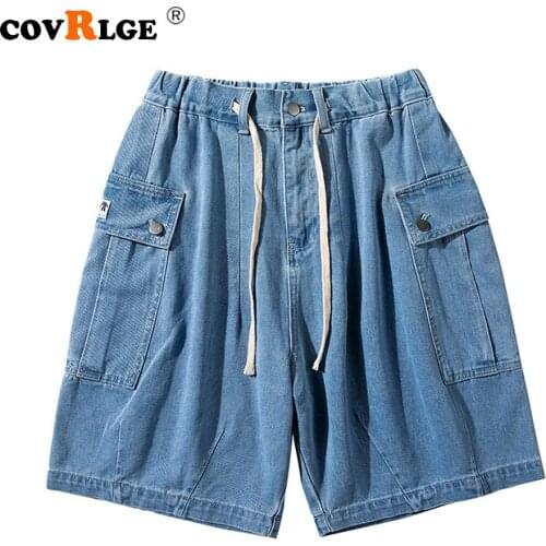 Covrlge Workwear Denim Shorts Mens Trend Tide Brand Fashion Five-point Pants Hong Kong Style Loose Summer Thin Shorts MKD122