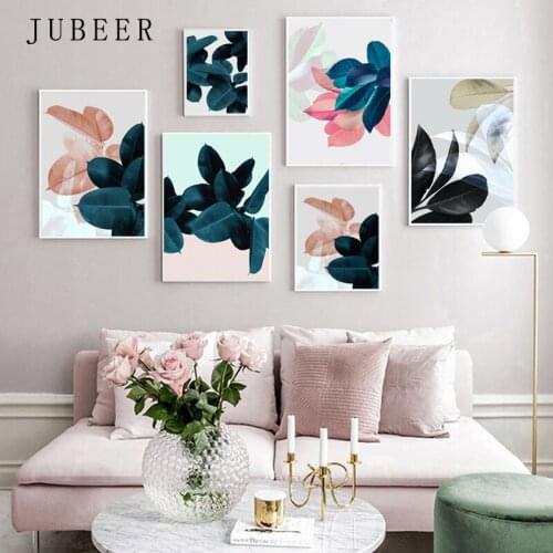 Colored Leaves Abstract Decorative Painting Plant Picture on The Wall Posters and Prints for Living Room Canvas Art Home Decor
