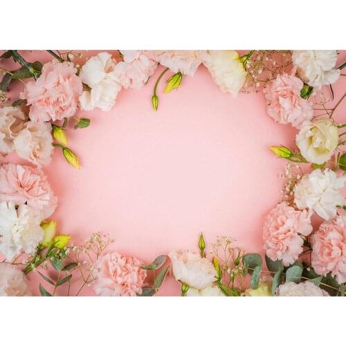 Flowers Pink Photography Background Vinyl Cloth Backdrop for Baby Shower Lovers Valentines Day Wedding Photophone Photo Studio