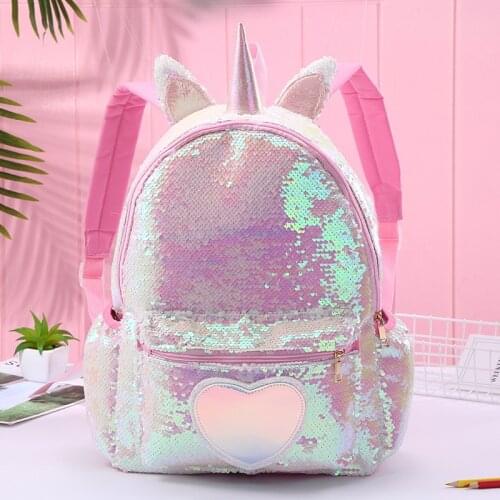Girls Sequins Unicorn Backpacks for Children Cartoon Shiny Mermaid Shoulders Back Pack Cute Kindergarten Cartoon School Bakcpack