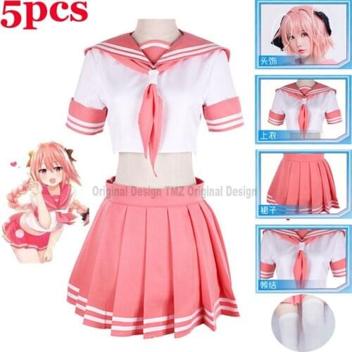 Fate/Grand Order Fate Apocrypha Rider Astolfo JK School Uniform Sailor Suit Women Fancy Outfit Anime Hallowee Cosplay Costumes
