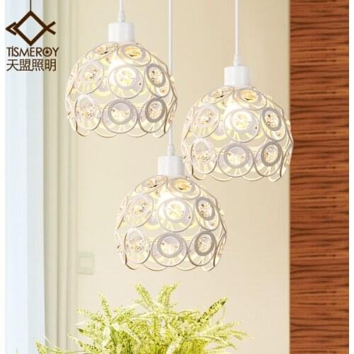 Art modern minimalist single head led aisle bar restaurant lamp personality three crystal dining Pendant lamp