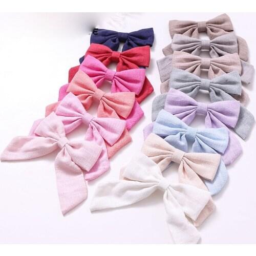 MengNa 3.6" Fabric Bow With Clip For Girls Hair Accessories Hairpins Buotique Fabric Bows 30pc/lot