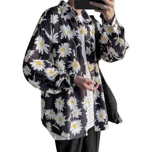 Men Shirts Spring Autumn Long Sleeve Turndown Collar Button up Blouse Shirt Top Male Casual Loose Beach Cardigan Tops Plus Sise