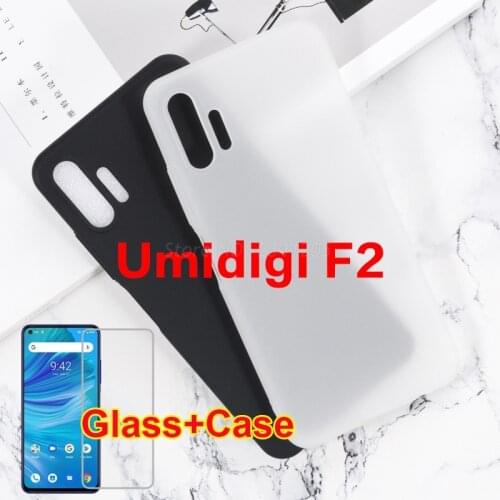 Soft TPU Case Cover For Fundas Umidigi F2 Case Silicone Back Cover With Tempered Glass For UMI Umidigi F2 Screen Protector 6.53"