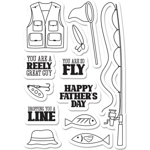 Fishing gear Tool Set Costume Dad Gift Metal Cutting Dies and stamps DIY Scrapbooking Card Stencil Paper Cards Handmade Album