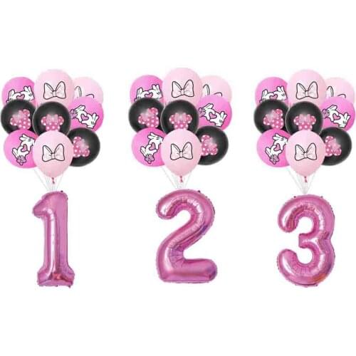 10pcs Disney Minnie Mouse Latex Balloon Set 32inch Pink Number Balloons Party Decoration Baby Shower Supplies Kids Toy