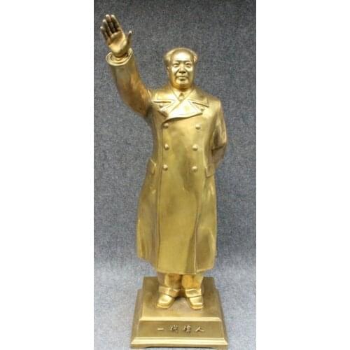 Wholesale factory 29" Chinese Brass Great Revolutionary Leader Chairman Standing Mao ZeDong Statue 25% off