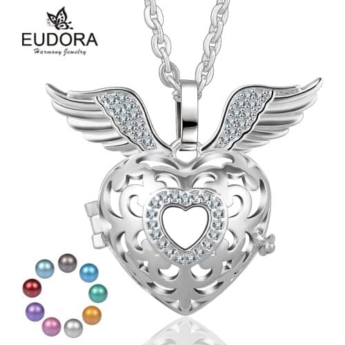 New Angel Wings Crystal Luxury Pendant Locket Cage With 18mm Harmony Bola Sounds Chime Bell for Pregnancy Women Nice Gift