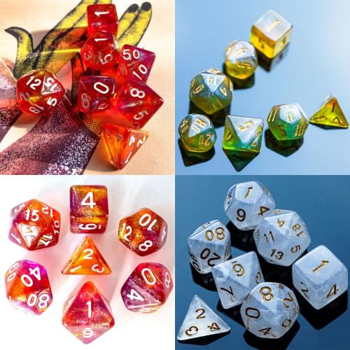 Poludie 3 Sets 21 Pcs DND Dice Set Polyhedral Glitter Dice D4 D6 D8 D10 D% D12 D20 for Role Playing Board Game D&D RPG MTG Dice