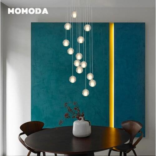 Modern LED Chandeliers Nordic Ball Crystal Stainless Steel Pendant Hanging Lights Bedroom Living Room Staircase Lamps Lustre