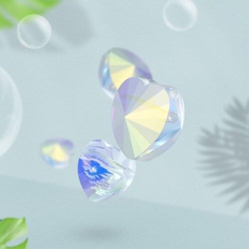 Crystal AB Heart Shape faceted Crystal Glass Beads Loose Spacer for Jewelry Making Beads Fits for DIY Necklace Bracelet Craft