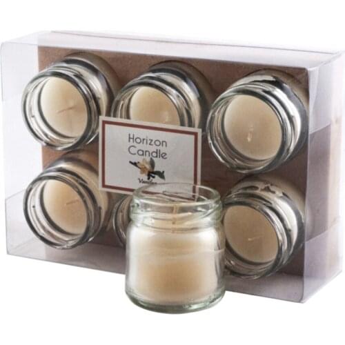 Handmade 6 PCS Vanilla Scented Jar Candle - Vanilla (4,5x5cm) Cream 1st Class Odorless Paraffin Made in Turkey