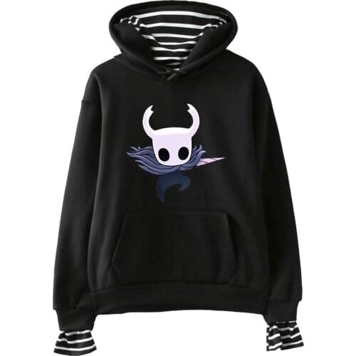 Hollow Knight Fashion Fake Two Piece Hoodies Women Long Sleeve Hooded Sweatshirts 2019 Hot Sale Casual Trendy Streetwear Clothes