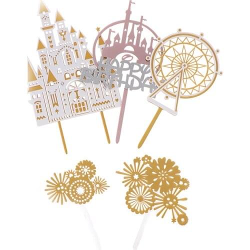 Party Decor Firework Castle Princess Cake Topper for Wedding Baking Supplies Acrylic Valentines Day Anniversary Baby Love Gifts