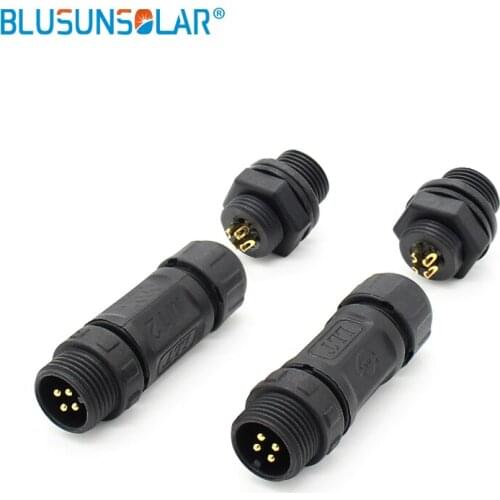 50 pair lot M12 Rear Panel Mount waterproof cable connector in lighting connectors 2pin,3pin,4pin,5pin,6pin 7pin 8 pin