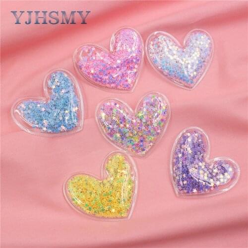 YJHSMY S-1911187,5pcs 5.2*4.6cm Colored shiny Love shape Decoration ornament Accessories Plush Hair Decoration,DIY materials