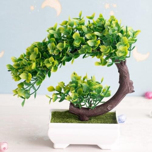 Green Artificial Eucalyptus Small Tree Pots Bonsai Chrismtas Halloween Wedding Party Home Bedroom Living Room Decor Fake Plants