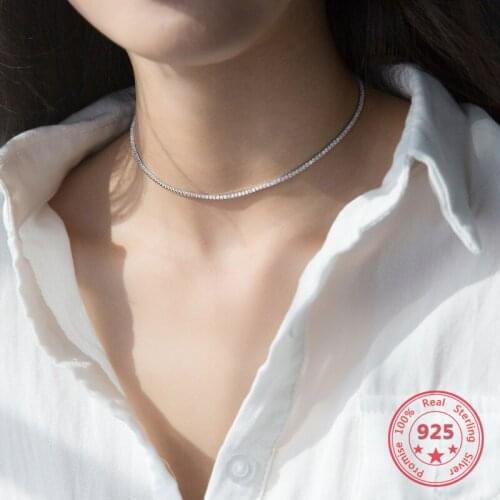 New Design S925 Sterling Silver Jewelry Full Diamond Short Womens Necklace Sweet and Elegant Temperament Style Ladies Jewelry