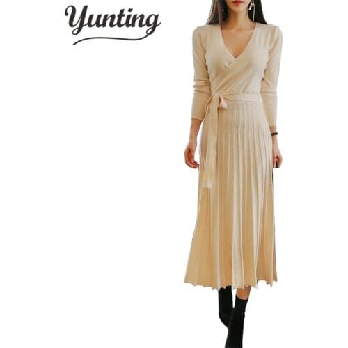 2020 New Autumn Sweater Women Dress Winter Long Sleeve Sweaters Knitted Dresses Womens Loose Maxi Oversize Knitting Robe Vestido