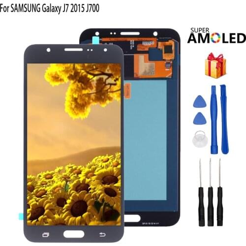 AMOLED For SAMSUNG Galaxy J7 2015 LCD Display J700 J700F J700H J700M Touch Screen Digitizer Replacement Phone Parts Tools