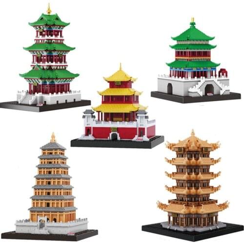 Famous Ancient Chinese Architecture Mini Diamond Blocks Model The Tower Building Blocks Educational Kids Toys Bricks Gifts
