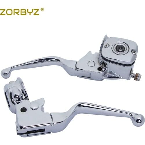 ZORBYZ 1 Pair Motorcycle Chrome Brake Clutch Lever Pump Master Cylinder For Harley Softail Deluxe Road King Fat Boy Breakout
