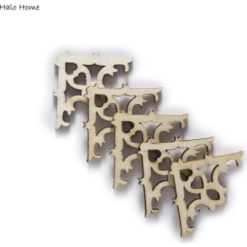 30pcs Geometric Hollow Wooden Chips for Scrapbooking Embellishments Festival Home Party Handmade Decor Accessories 28mm