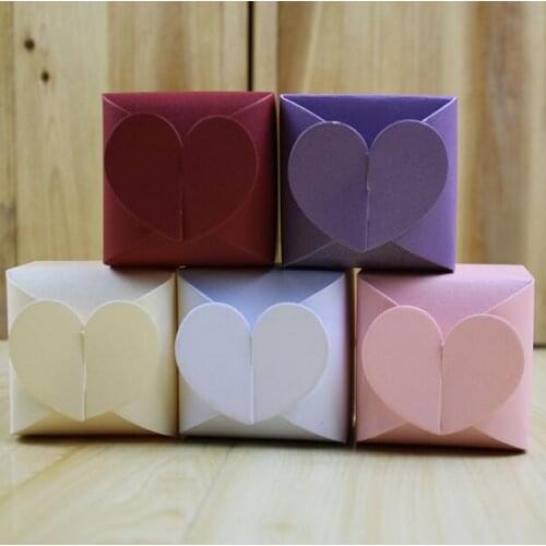 Promotion 100pcs/lot Pearl Paper Made Love Heart Candy Box Paper Box