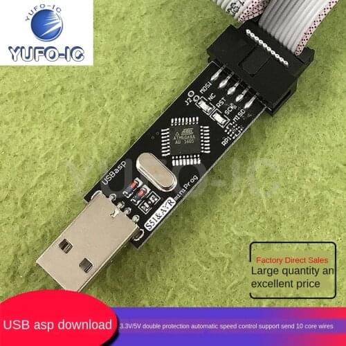 Free Ship 1PCS USB ASP Downloader 3.3V/5V Double Protection Automatic Speed Control Support Send 10 Core Electronic
