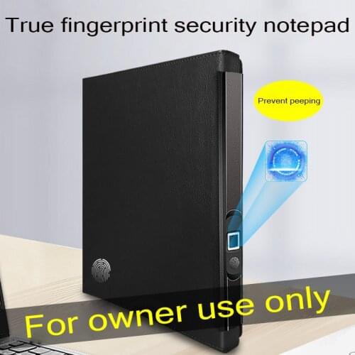 Fingerprint Unlock Notebook Security Smart Fingerprint Diary High-End Gift +USB Cable Inside Pages Can Be Replaced