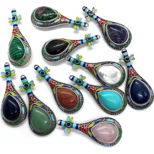 Natural Stone Brooch Fashion All-match Chinese Style Jewelry Accessories Classic Ladies Dress Jacket Scarf Hat Lute Corsage