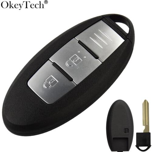 OkeyTech 3 Buttons Smart Remote Car Key Shell Case For Nissan Rogue Teana Sentra Versa Key Cover Keyless Small Emergency Blade
