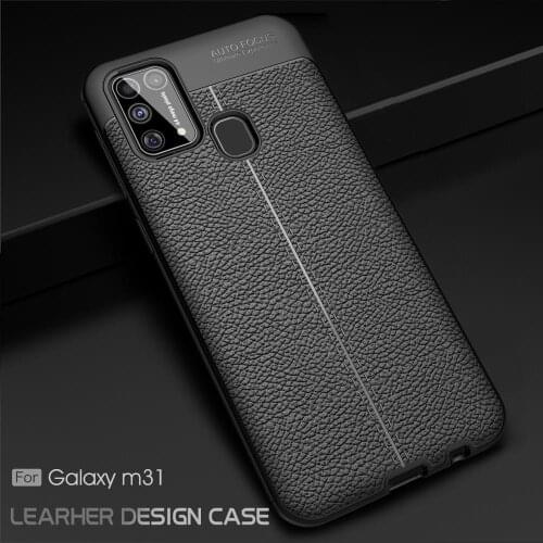 Case For Galaxy M31 SM-M315F Luxury Armor Leather Texture Shockproof Soft TPU Case For Samsung Galaxy M31 SM-M315F