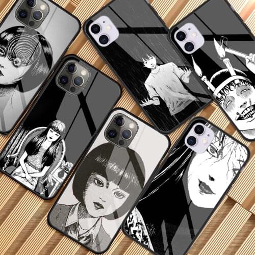 Horror Comic Junji Ito Tomie Tees Phone Case For iPhone 11 7 8 12 Pro Max Mini X SE 2020 6 6S Plus XS Tempered Glass Cover Shell