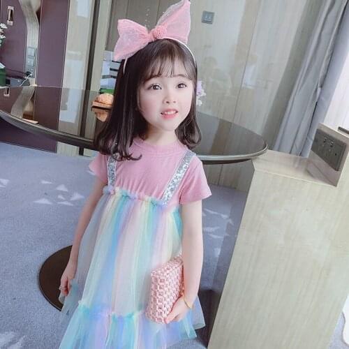 Baby Girl Summer Dress sequins rainbow mesh tutu princess dresses toddler kids Birthday party Dresses Children Vestido clothes