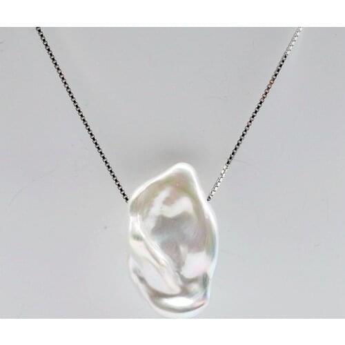 The only baroque style necklace, serrated pearl, 925 sterling silver necklace, womens pearl necklace