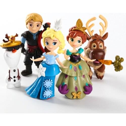 5pcs/set Q Version Disney Frozen 2 Cartoon Princess Anna Elsa Kristoff Sven Olaf PVC Action Figure Toys For Kids Christmas Gifts