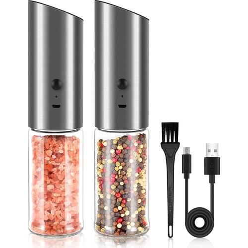 Electric Salt and Pepper Grinder USB Rechargeable Pepper Mill Adjustable Coarseness Automatic Spice Milling Machine Kitchen Tool
