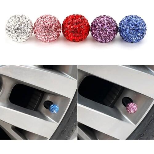 4Pcs/Lot Bling Rhinestone Universal Car Tire Valve Caps Crystal Diamond Shining Dustproof Valve Stem Caps