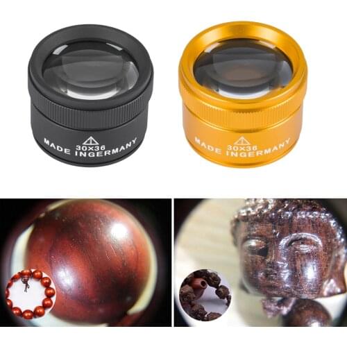 30X Magnifying Glass K9 Optical Lens Monocle Magnifier LED Illuminated Magnifier Eye Lens Watch Repair for Coin Stamps Loupe