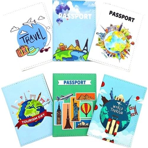 World Tourisam Travel Passport Holder Women Passport Cover Wallet Business Card Holder Purse Retro Card Case