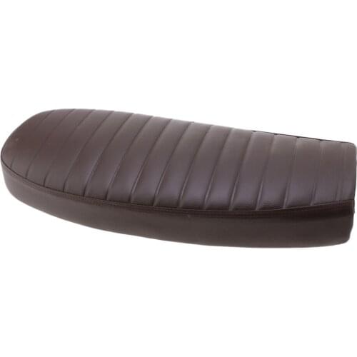 Motorcycle Cushion Cafe Racer Seat Cycle Flat Saddle Retro Brown Universal