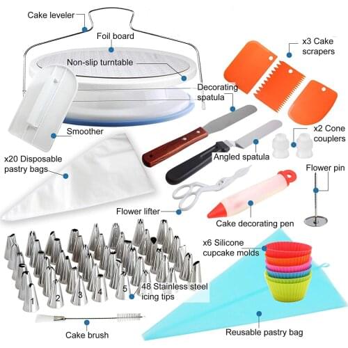 90pcs Cake Decorating Tools Kit Icing Tips Pastry Bags Couplers Cream Nozzle Baking Tools Set for Cupcakes Cookies