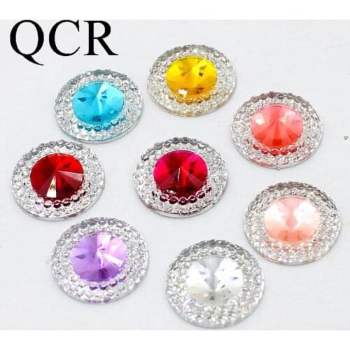 New!Multi 12mm 48pcs/14mm 24pcs Flatback Double Rhinestone Resin Round Stone Beads Flatback Resin Rhinestone
