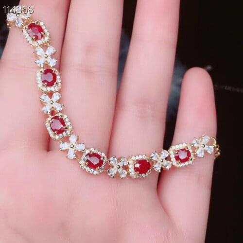 New Design Natural and Real Fashion Ruby Bracelet 925 Sterling Silver Ruby Bracelet For Engagement