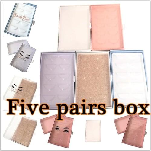 Wholesales NEW 25mm False Eyelashes Packaging Box Lash Boxes Custom Your Logo Fake 3d Mink Lashes Case five pairs pull up box