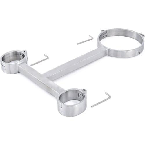Collar Bdsm With Handcuffs For Sex Stainless Steel T Type Bondage Restraints Bdsm Adult Games Sex Toys Screw open