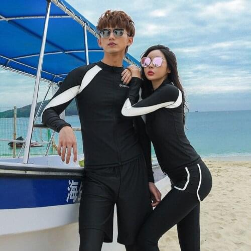 Couple Rash Guards Swimsuit Bathing Suits Women Swiming Suit Womens Bodysuit Bath Clothes Clothing Sets For 2019 New Split Men